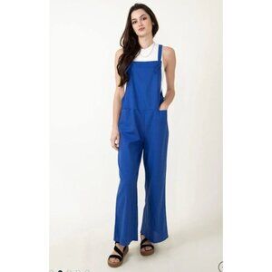 Kelly Green Linen-Blend Jumpsuit With Knot Straps Size S